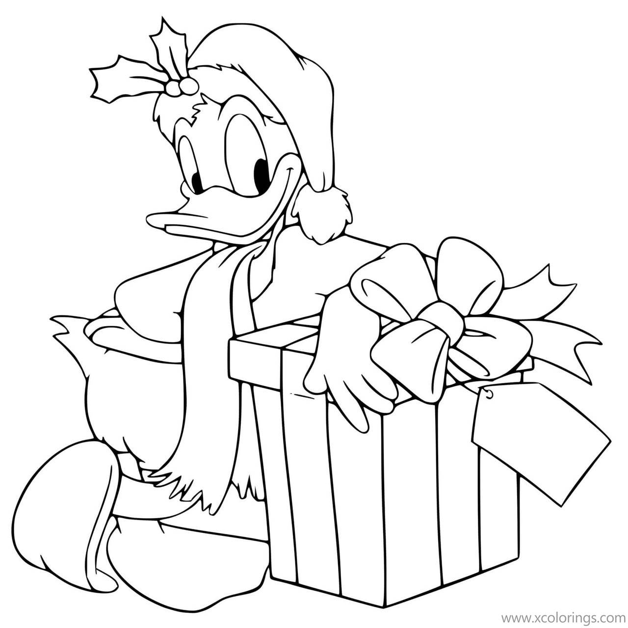 Free Donald Duck Christmas Present Coloring Pages printable