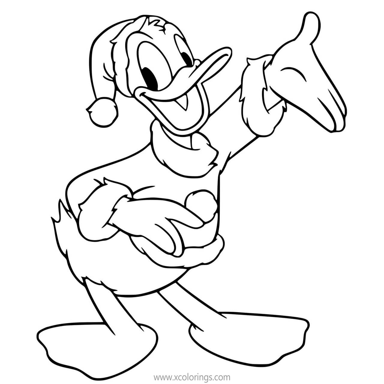 Free Donald Duck Christmas Santa Claus Coloring Pages printable