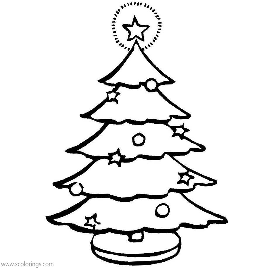 Free Easy Christmas Tree Coloring Pages for Toddlers printable