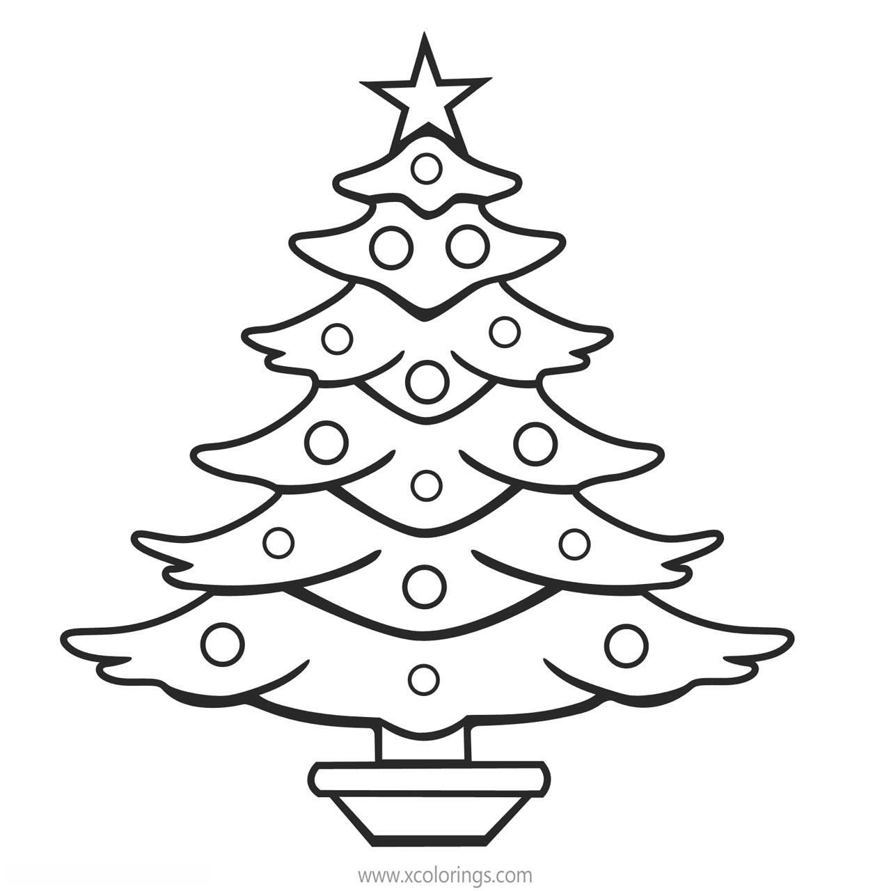 Free Easy Christmas Tree with Base Coloring Pages printable