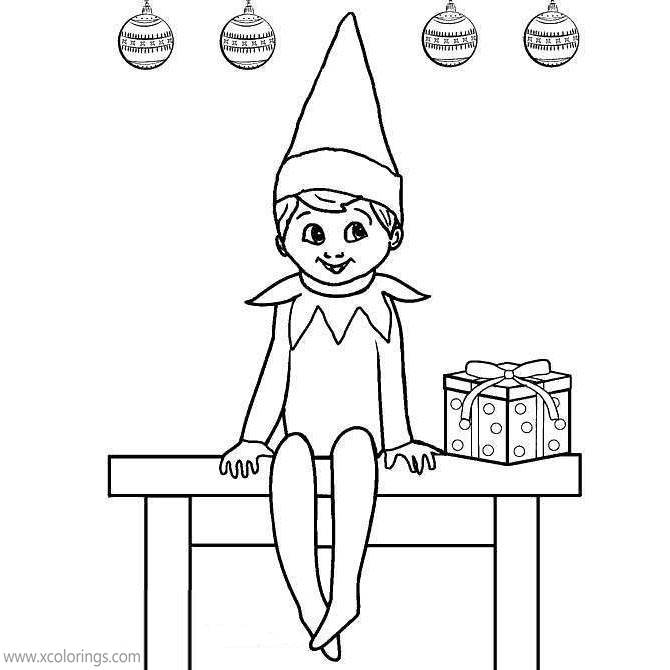 Free Elf On The Shelf Coloring Pages Christmas Present printable