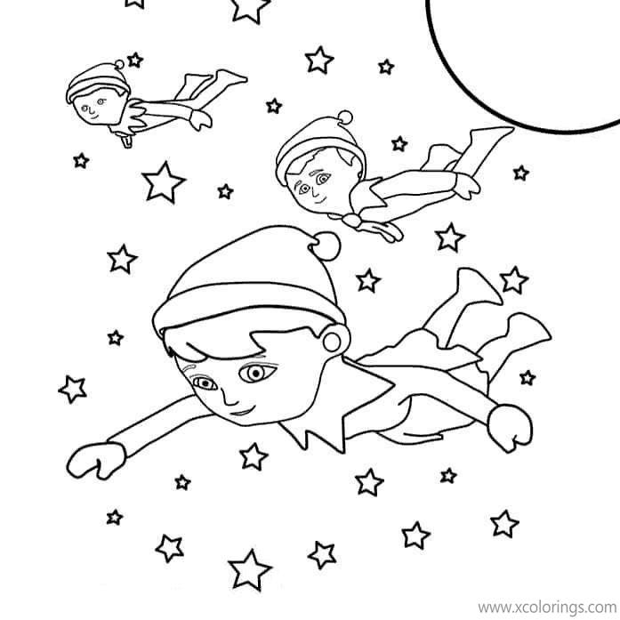 Free Elf On The Shelf Coloring Pages Flying in the Air printable