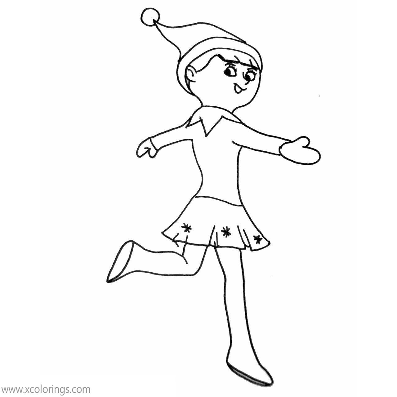 Free Elf On The Shelf Coloring Pages Snowflake is Dancing printable