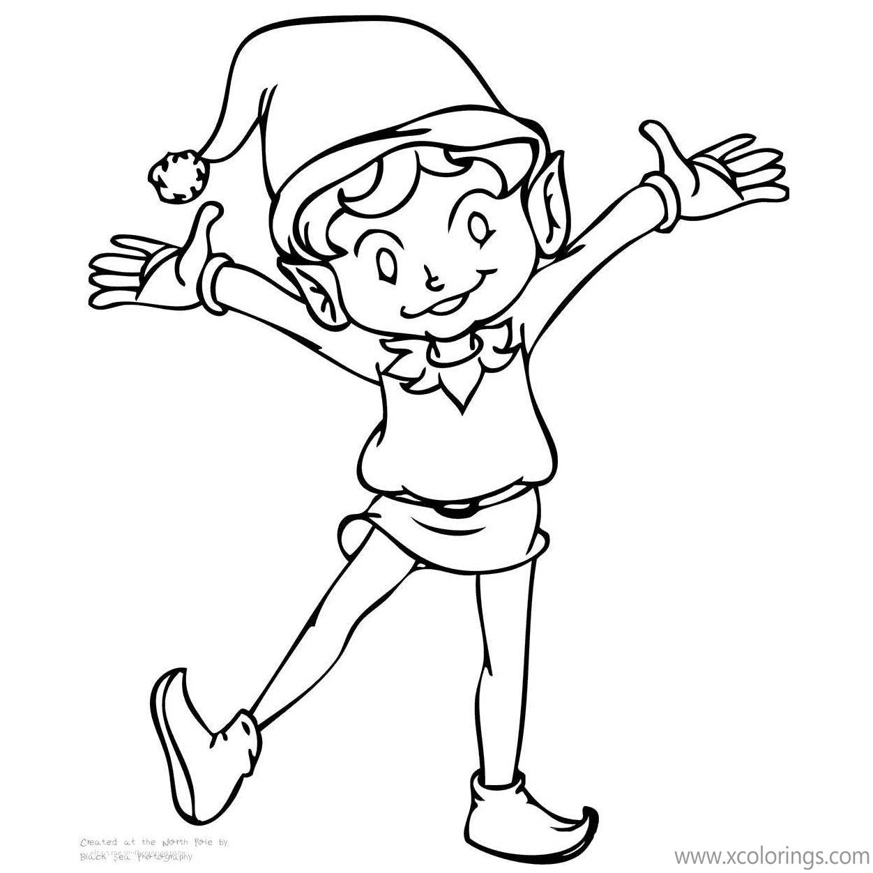 Free Elf On The Shelf Sitting Coloring Pages Elf is Dancing printable