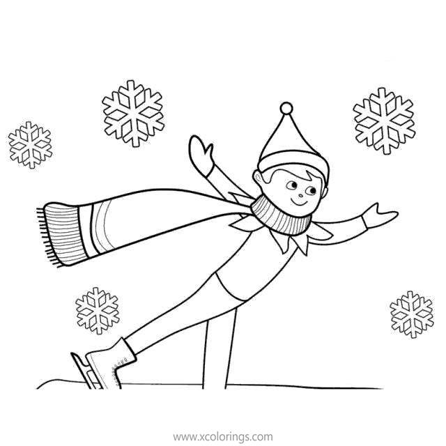 Free Elf On The Shelf Wordsworth Skating Coloring Pages printable