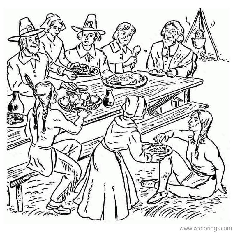 Free First Thanksgiving Pilgrims Coloring Pages printable