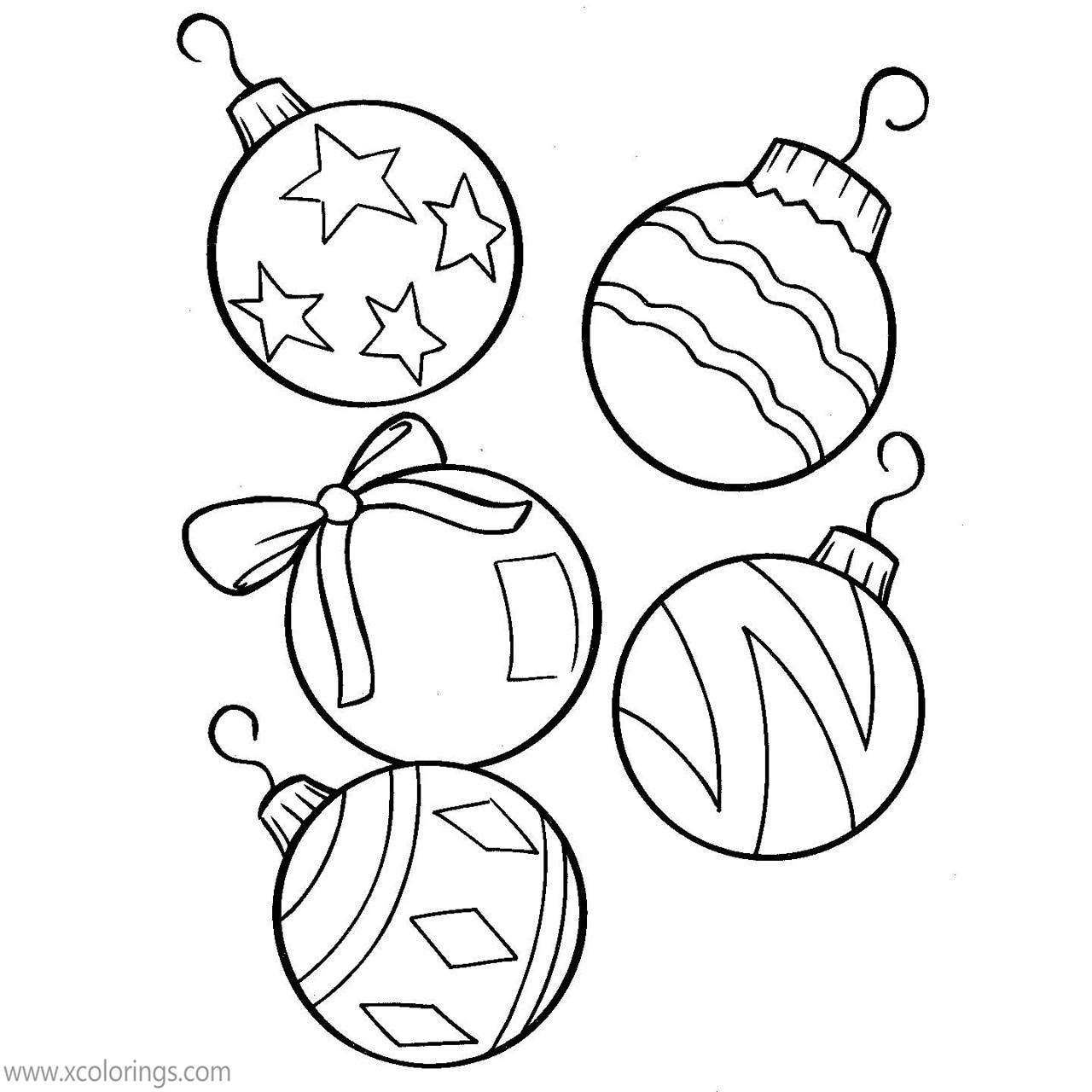 Free Five Christmas Ornaments Coloring Pages printable