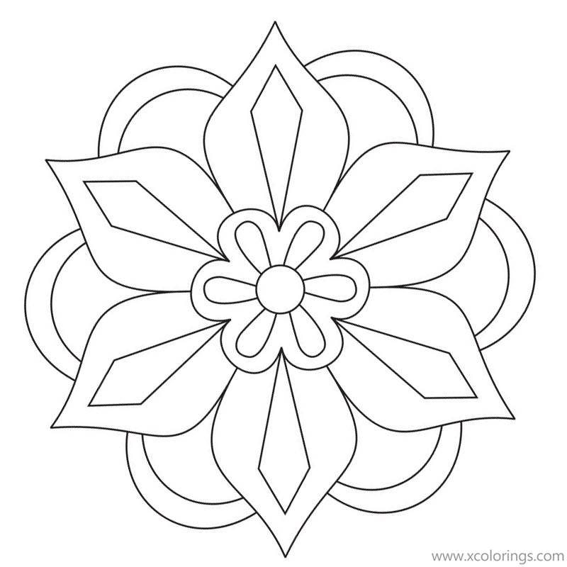 Free Flower Rangoli Coloring Pages printable
