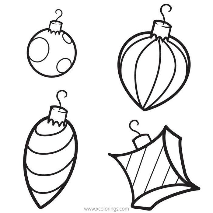 Free Four Christmas Ornaments Coloring Pages printable