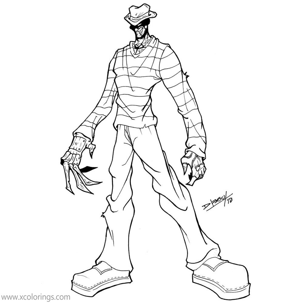 Free Freddy Krueger Coloring Pages Black and White printable