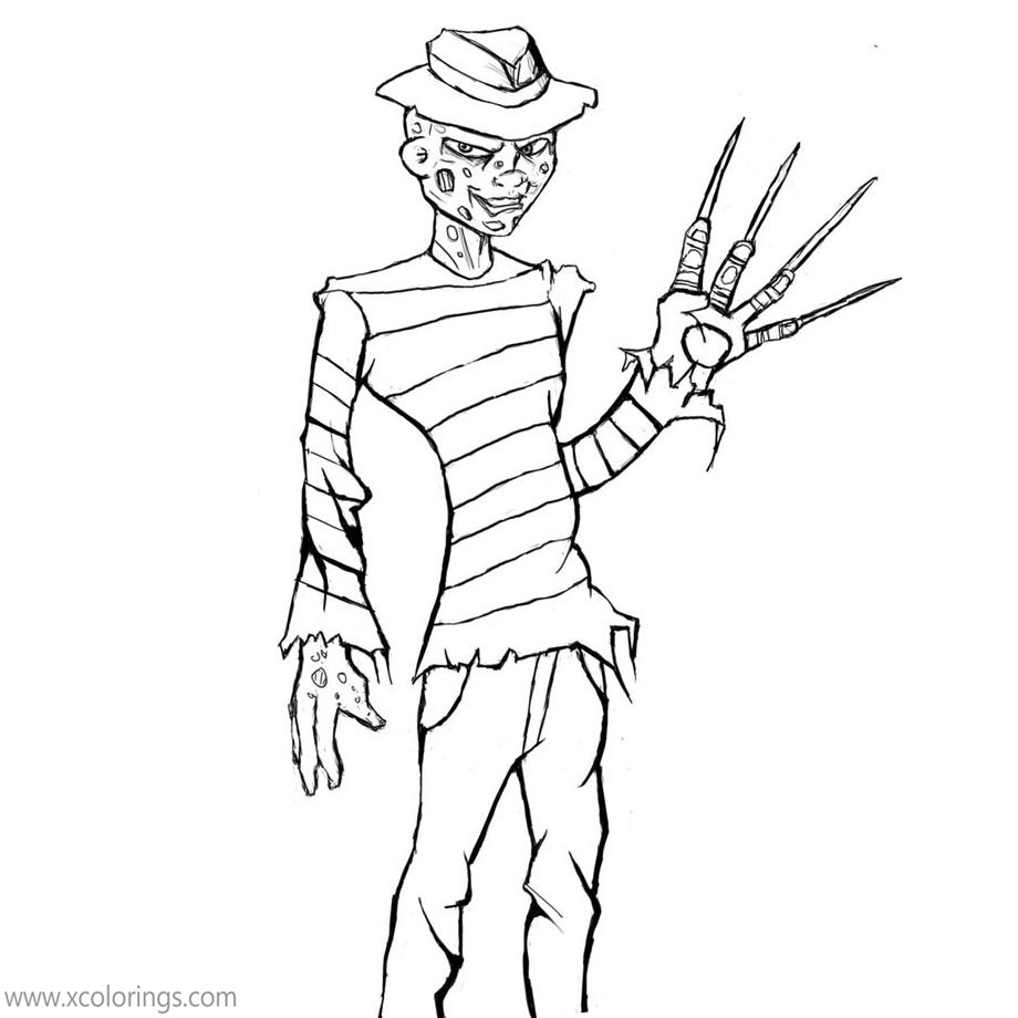 Freddy Krueger with Glove Coloring Pages