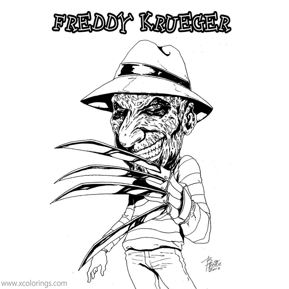 Free Freddy Krueger Coloring Pages Hand Drawing printable