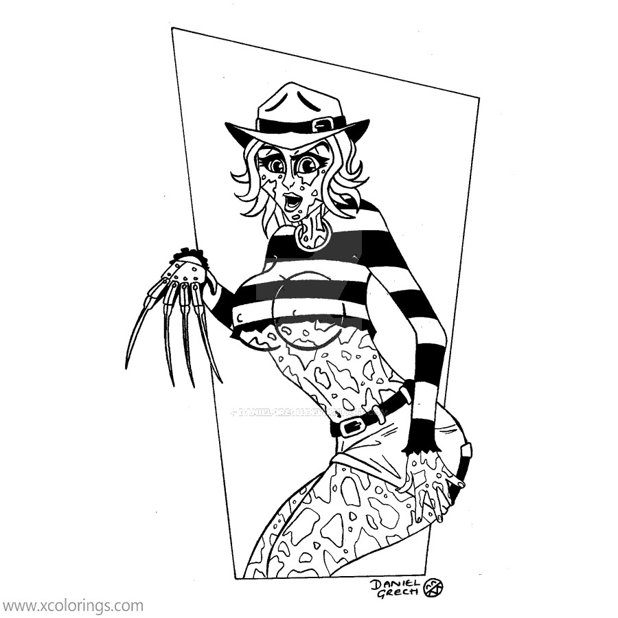 Free Freddy Krueger Coloring Pages Sister Freda By Danielgrech printable
