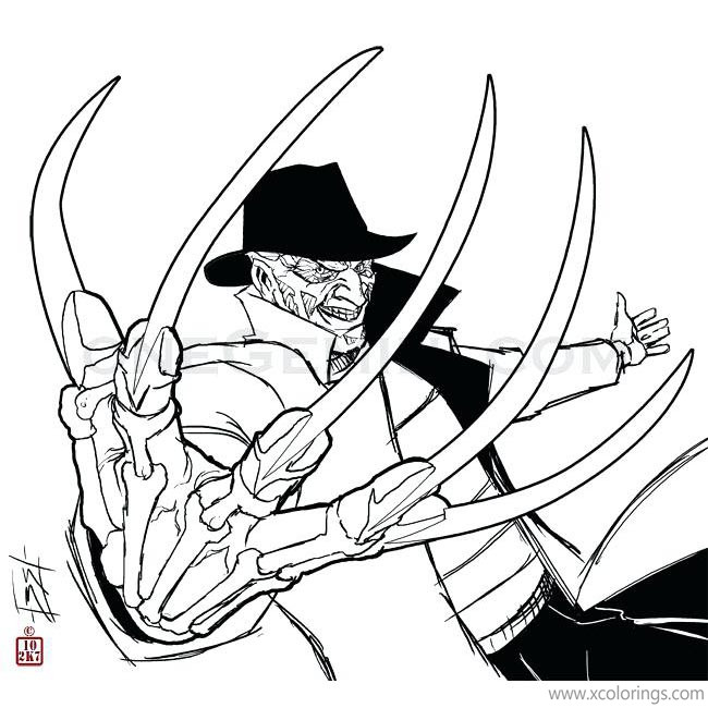 Free Freddy Krueger Coloring Pages Super Villain printable