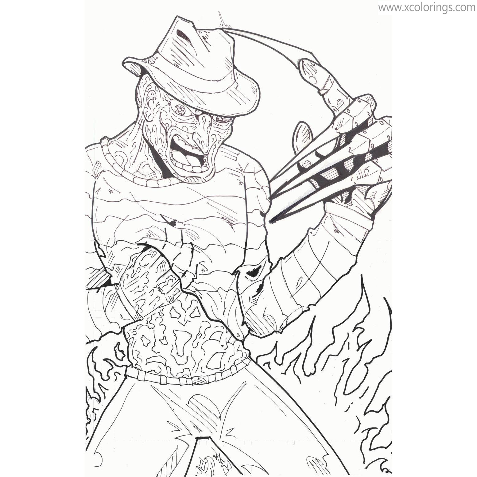 Free Freddy Krueger Coloring Pages for Halloween printable