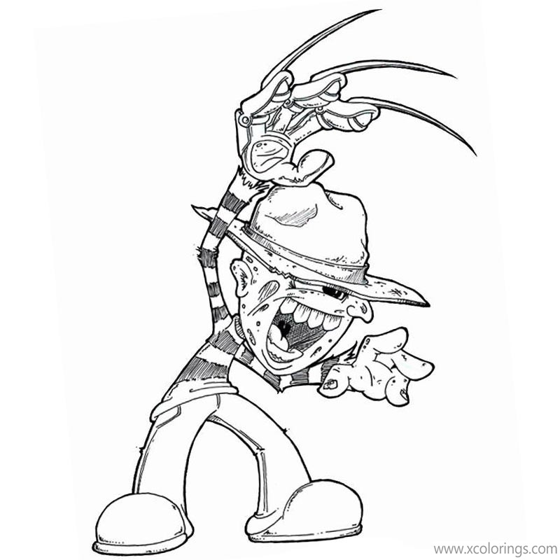 Free Freddy Krueger is Shouting Coloring Pages printable
