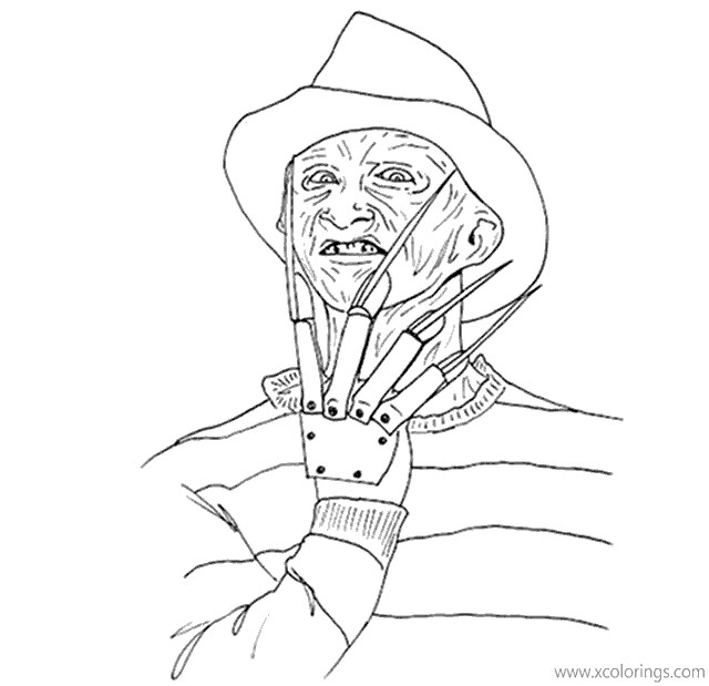 Free Freddy Krueger with Glove Coloring Pages printable