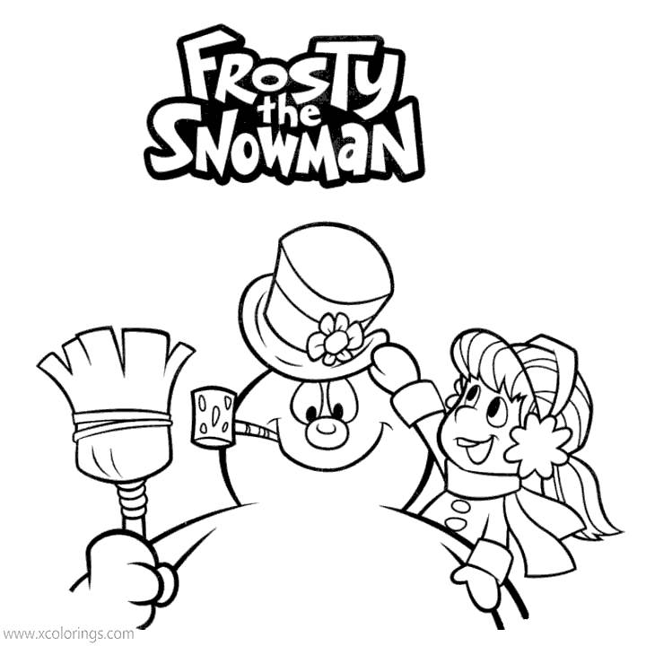 Free Frosty the Snowman Coloring Pages Karen Puts the Hat On Frosty's Head printable