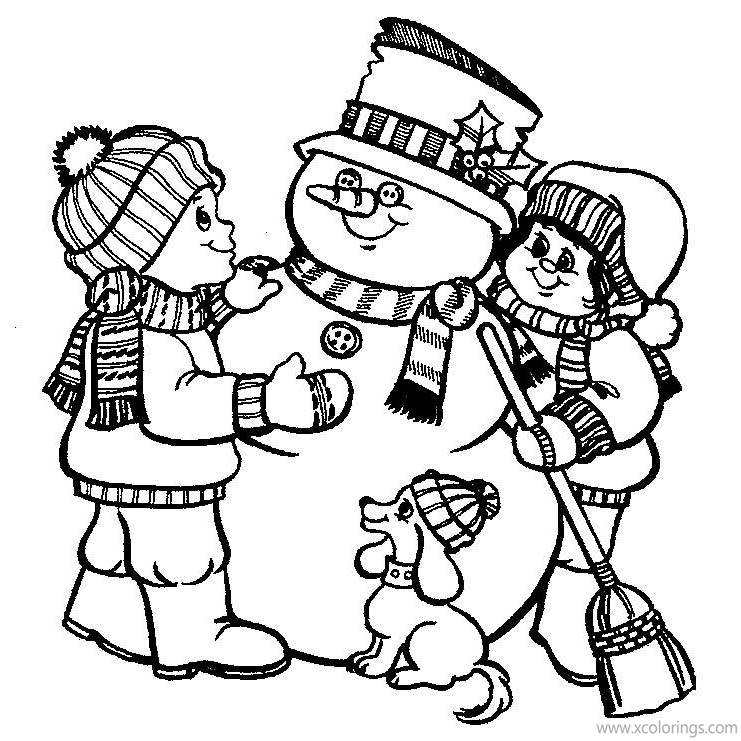 Frosty the Snowman and Kids Coloring Pages - XColorings.com