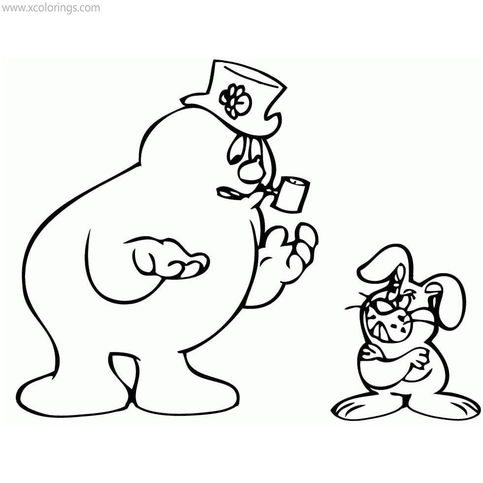 Free Frosty the Snowman and Rabbit Coloring Pages printable