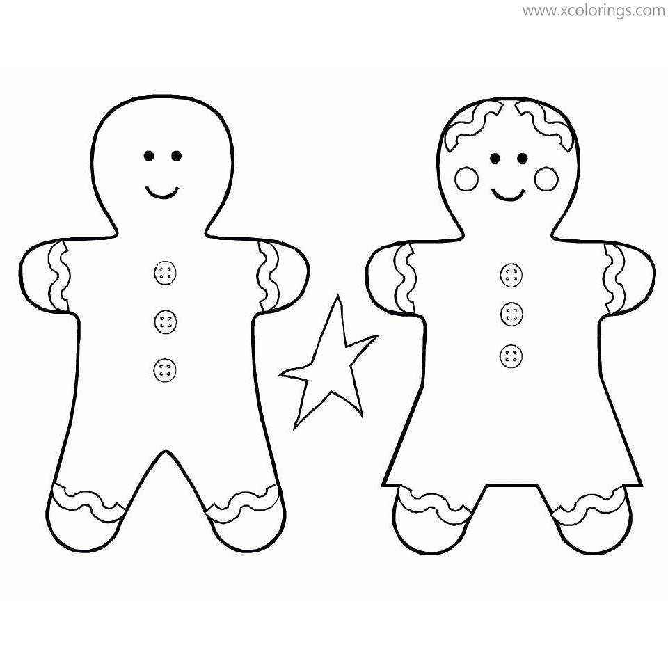 Free Gingerbread Boy and Girl Coloring Pages printable
