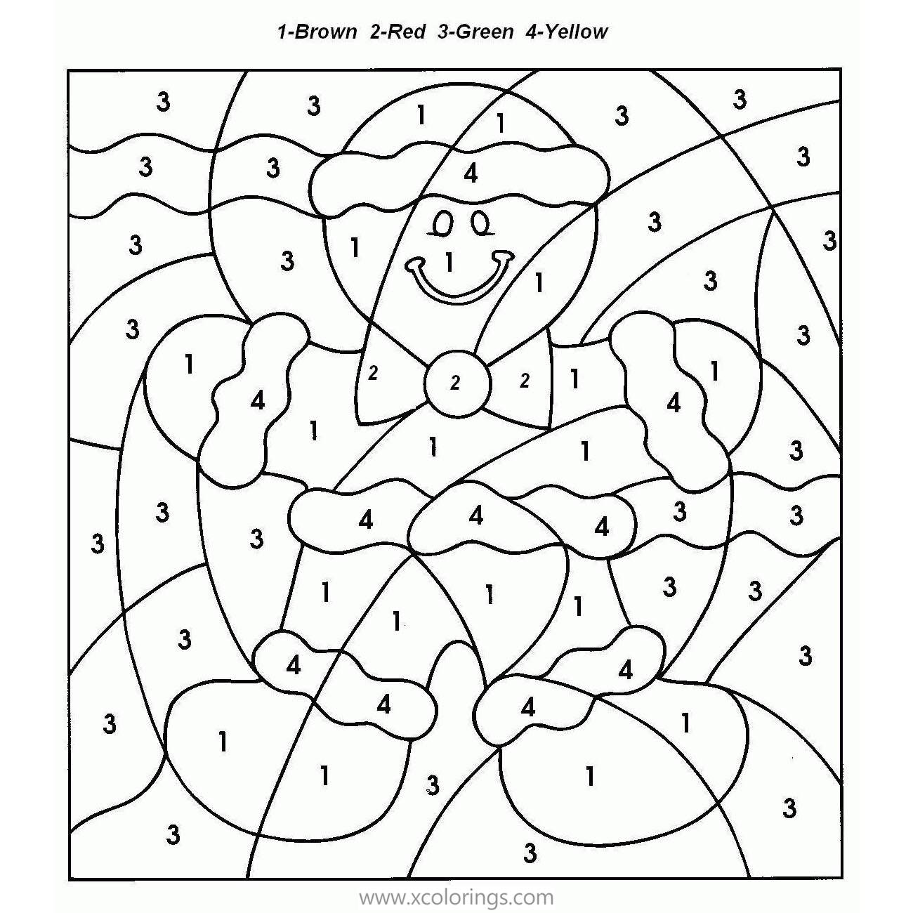Free Gingerbread Man Coloring Pages Color by Number printable
