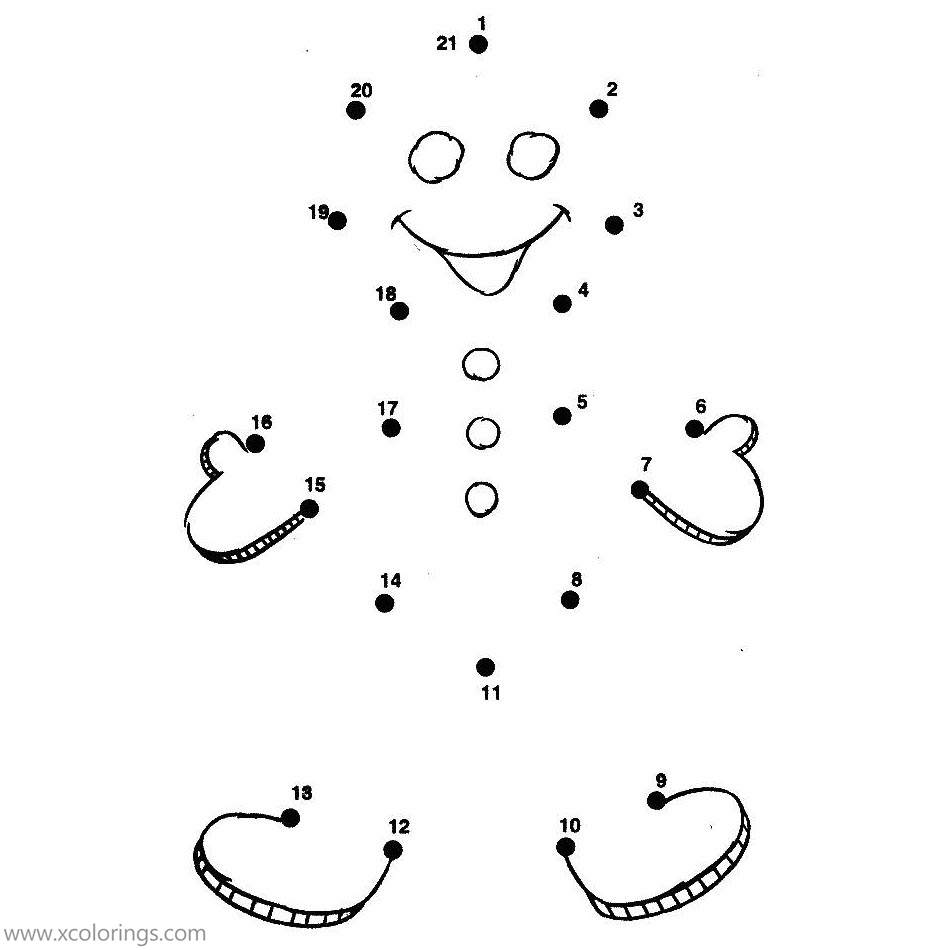 Free Gingerbread Man Coloring Pages Connect the Dots printable