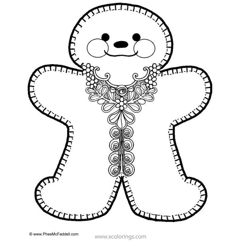 Free Gingerbread Man Coloring Pages Decoration Activity printable