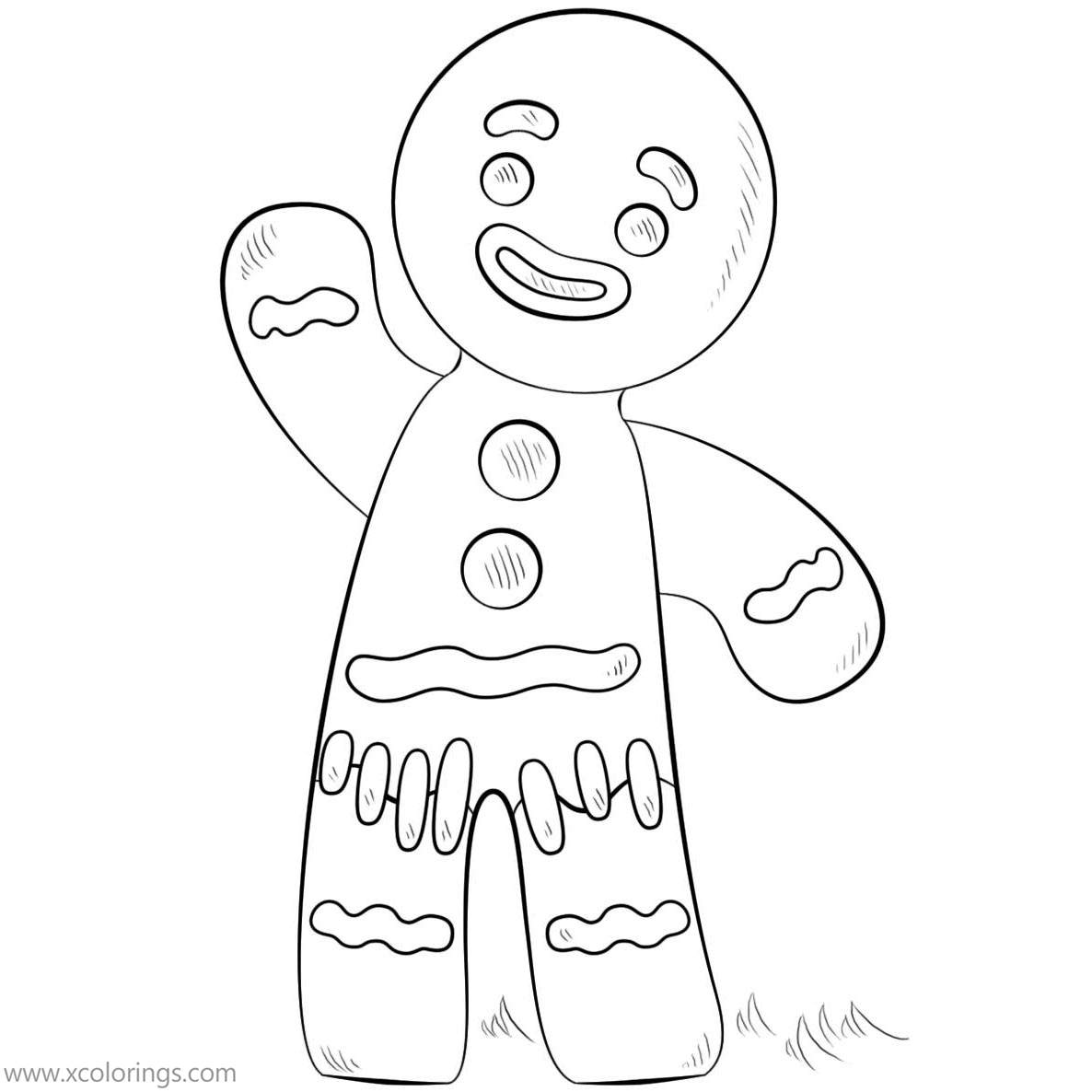 Free Gingerbread Man Coloring Pages Waving Hand printable