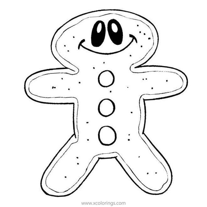 Free Gingerbread Man Coloring Pages with Big Smile printable