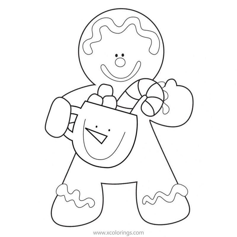 Free Gingerbread Man and Candies Coloring Pages printable