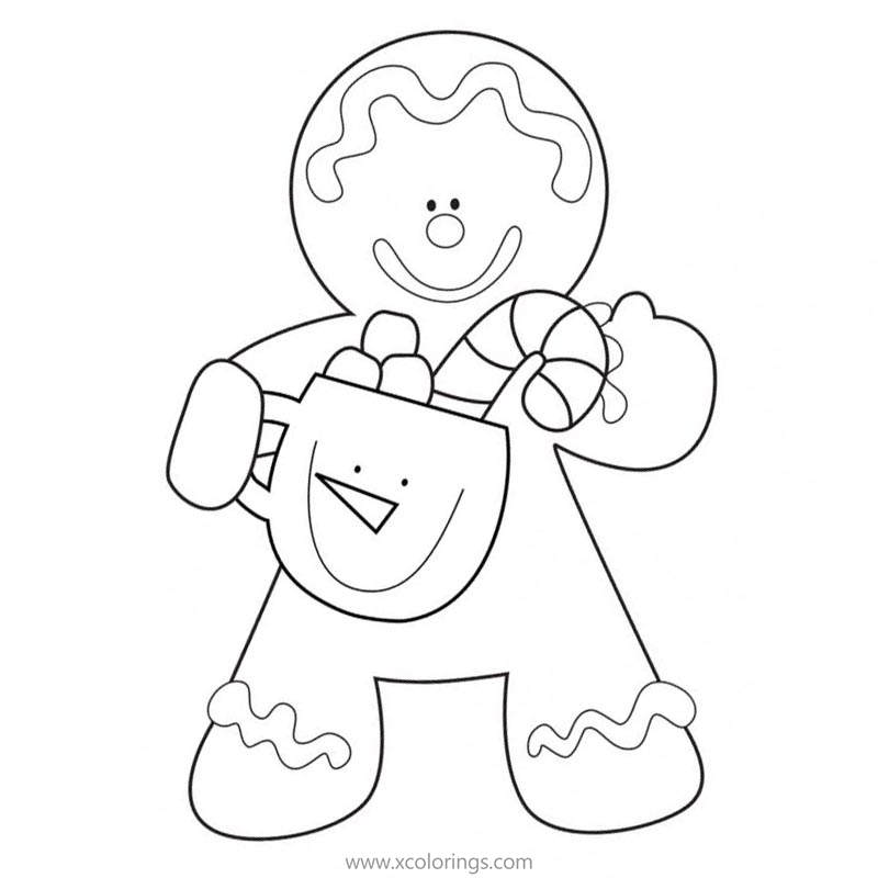 Gingerbread Man and Candies Coloring Pages - XColorings.com