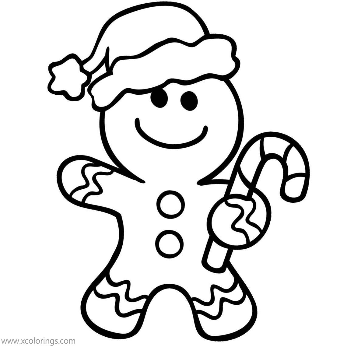 Free Gingerbread Man with Hat Coloring Pages printable