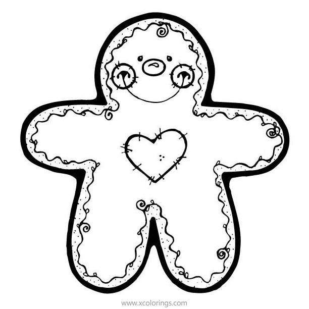 Free Gingerbread Man with Heart Coloring Pages printable