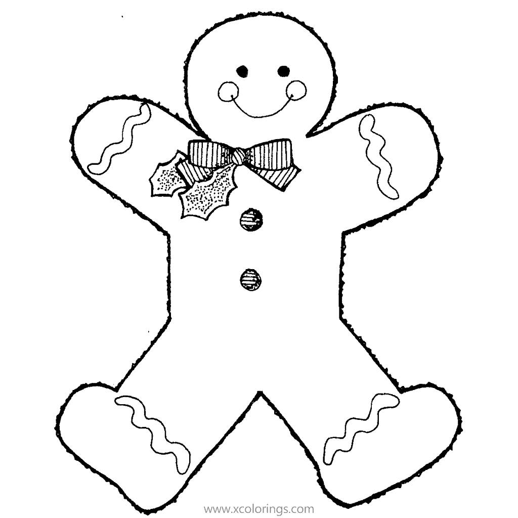 Free Gingerbread Man with Tie Coloring Pages printable