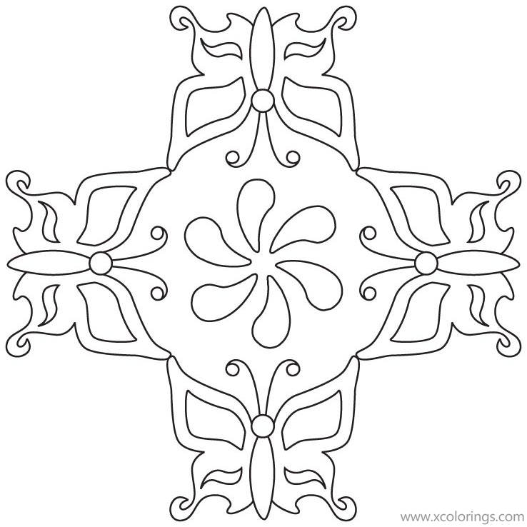 Free Good Luck Rangoli Pattern Coloring Pages printable