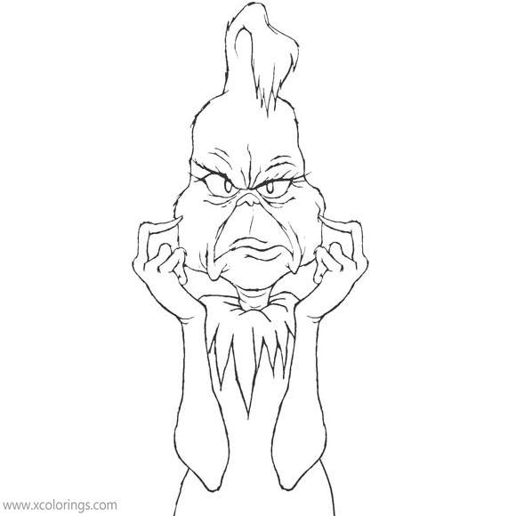 Free Grinch Coloring Pages He is Unhappy printable