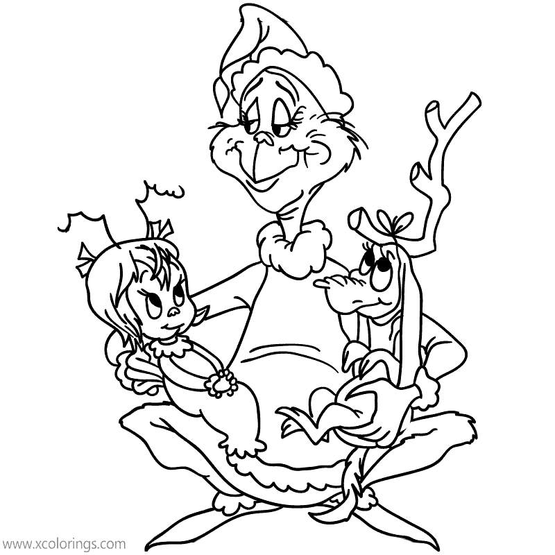Grinch Coloring Pages With Cindy And Max XColorings