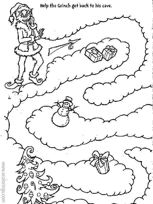 Free Grinch Maze Coloring Pages printable