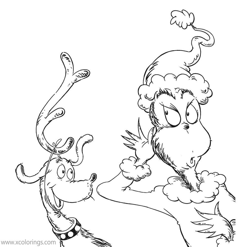 Free Grinch and Dog Coloring Pages printable