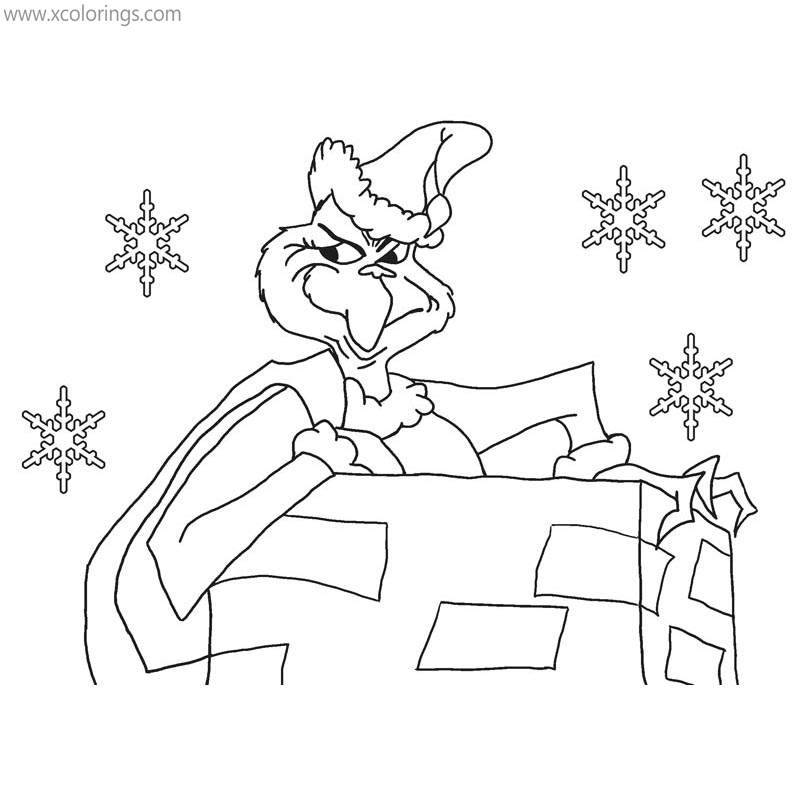 Free Grinch in Chimney Coloring Pages printable
