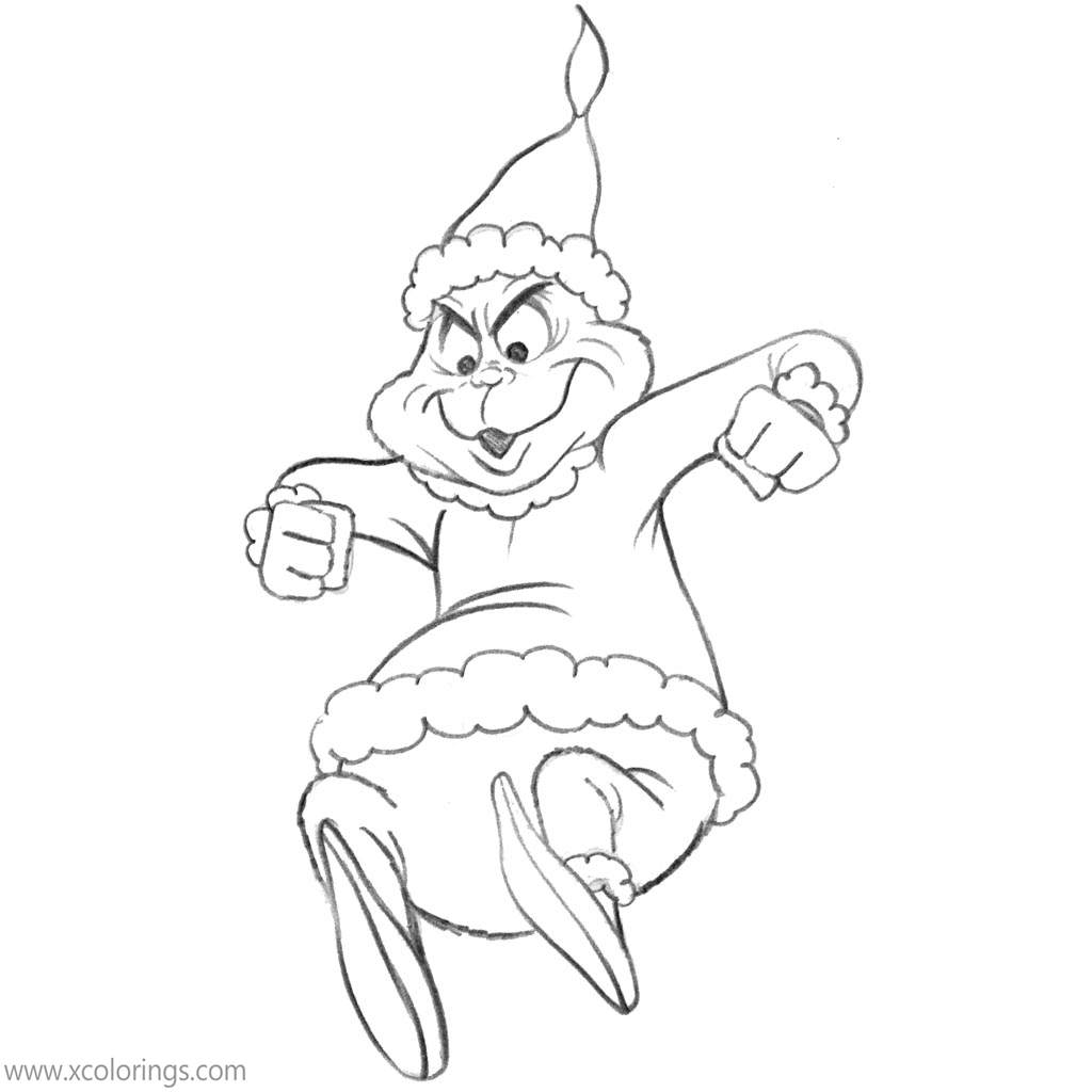 Free Grinch is Jumping Coloring Pages printable