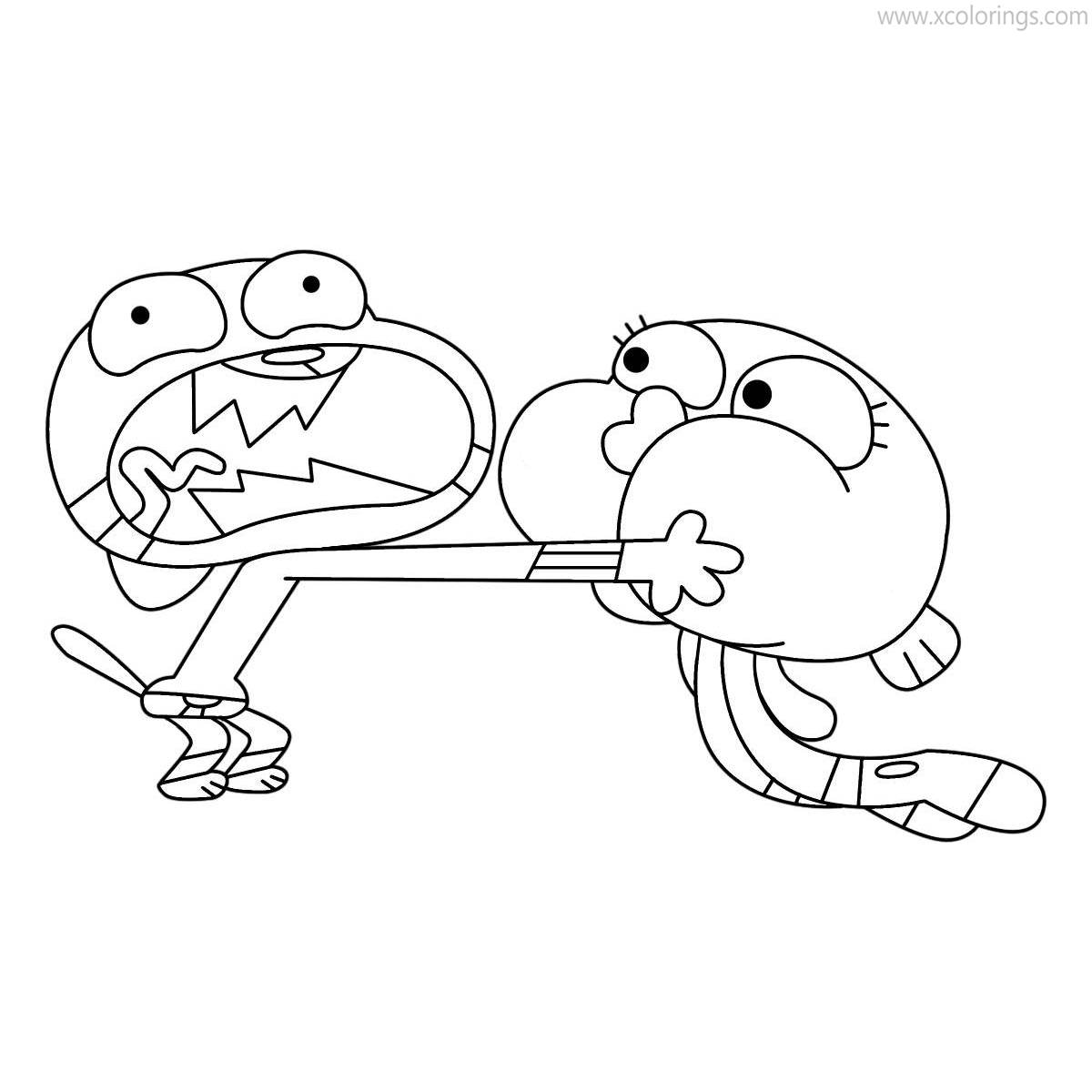 Free Gumball and Darwin from The Amazing World of Gumball Coloring Pages printable