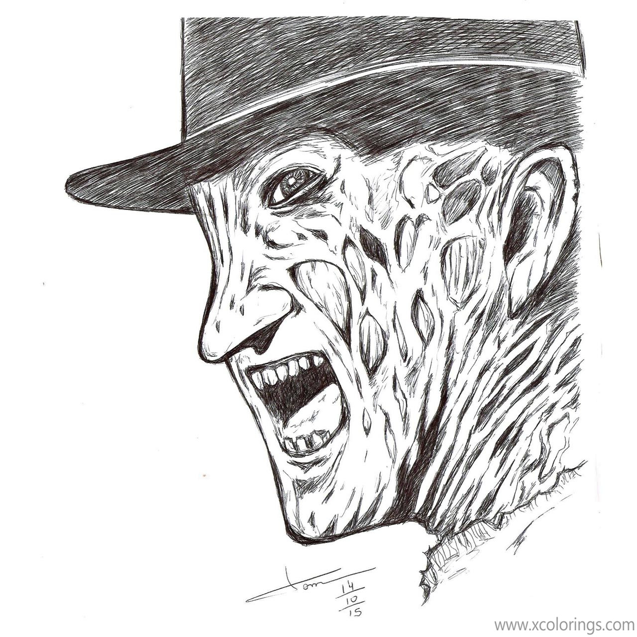 Free Halloween Freddy Krueger Coloring Pages printable