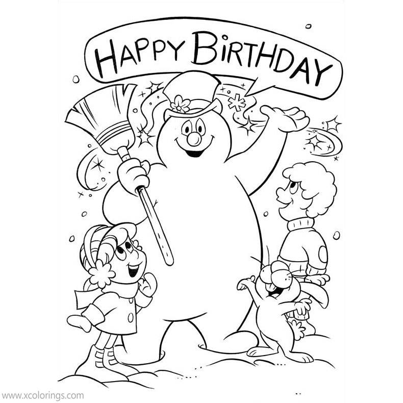 Free Happy Birthday Frosty the Snowman Coloring Pages printable