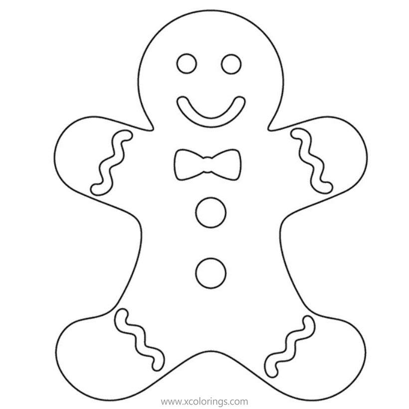 Free Happy Christmas Gingerbread Man Coloring Pages printable