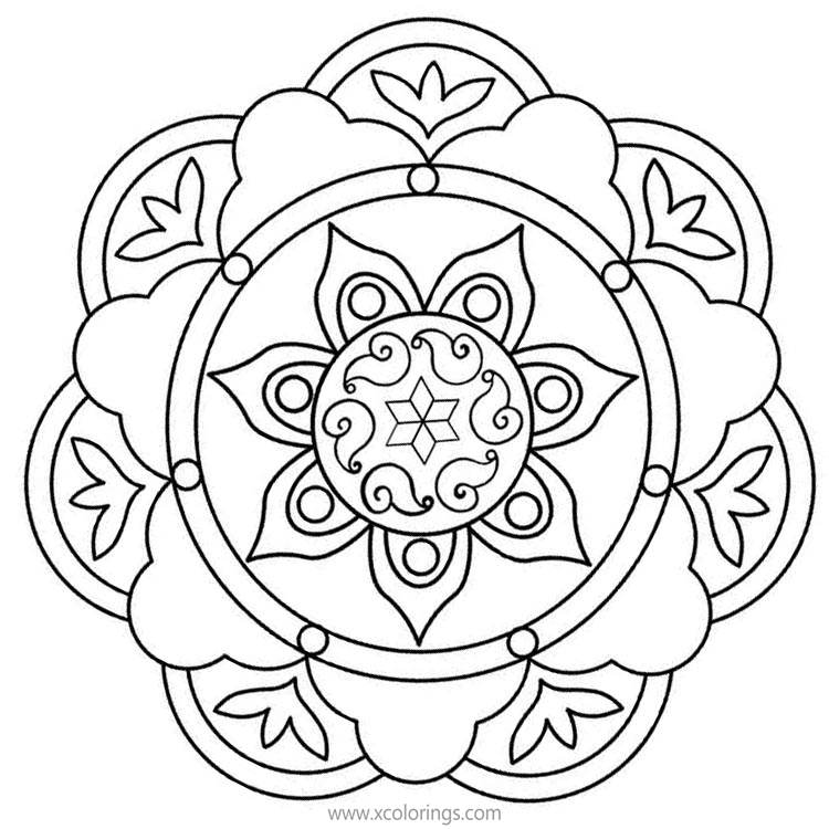 Free Indian Rangoli Pattern Coloring Pages printable