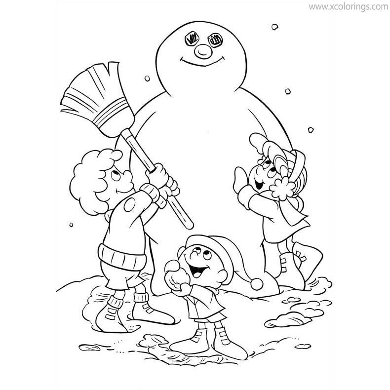 Free Kids Build Frosty the Snowman Coloring Pages printable