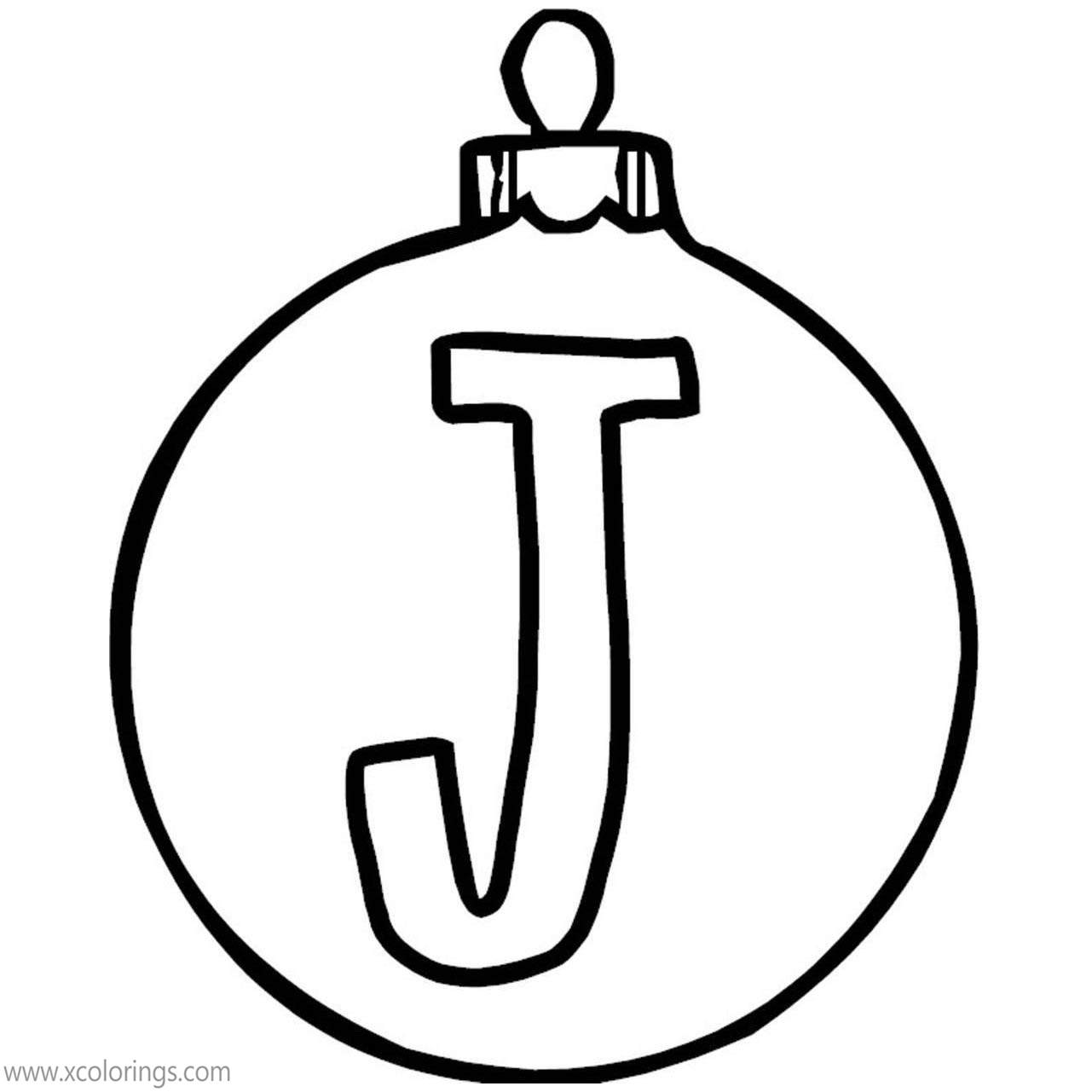 Free Letter J Christmas Ornament Coloring Pages printable