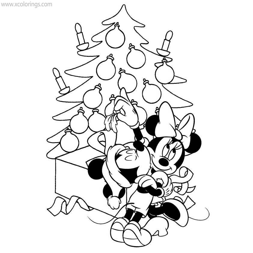 Free Mickey Kissing Minnie Christmas Coloring Pages Christmas Tree printable